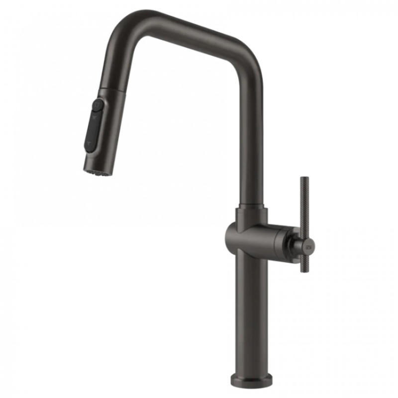Змішувач для кухні Gessi Habito під фільтр із висувною лійкою чорний метал брашований 60852#707