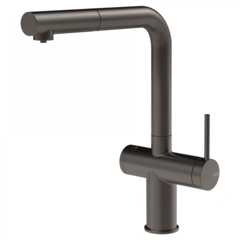 Смеситель для кухни Gessi Inedito под фильтр с выдвижной лейкой однорычажный черный металл брашированный 60572#707