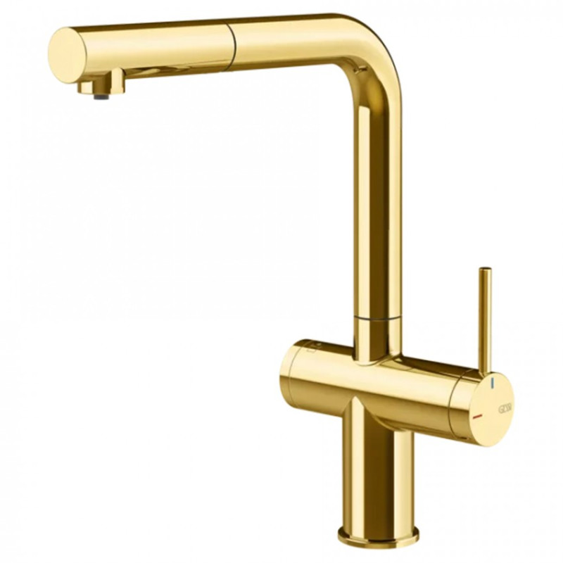 Смеситель для кухни Gessi Inedito под фильтр с выдвижной лейкой однорычажный золото 60572#246