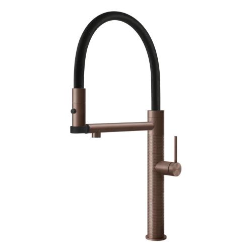 Змішувач для кухні Gessi Cesello з висувною лійкою мідь брашована 60214#708