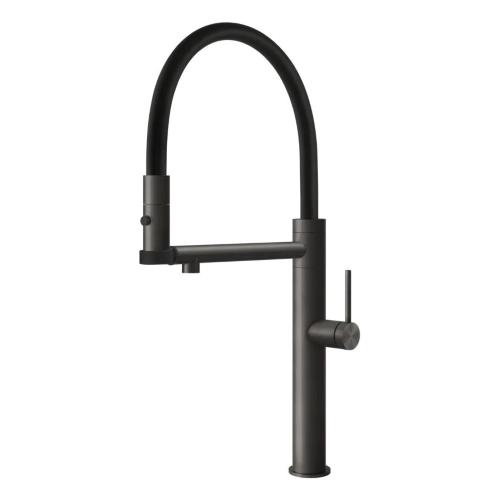 Смеситель для кухни Gessi Flessa с выдвижной лейкой черный металл брашированный 60210#707