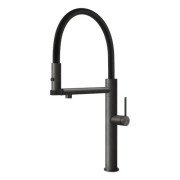 Смеситель для кухни Gessi Flessa с выдвижной лейкой черный металл брашированный 60210#707