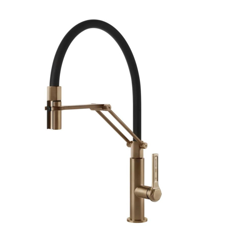 Смеситель для кухни Gessi Officine с выдвижной лейкой бронза брашированная 60055#726