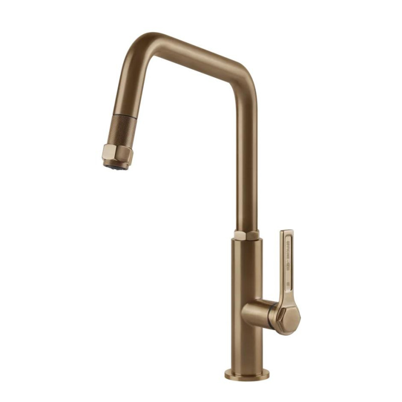 Смеситель для кухни Gessi Officine с вытяжной лейкой бронза брашированная 60053#726
