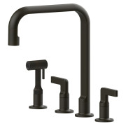 Смеситель для кухни Gessi Inciso на 4 отверстия с выдвижной лейкой состаренная бронза 58703#187