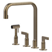 Змішувач для кухні Gessi Inciso на 4 отвори з висувною лійкою антична латунь 58703#713