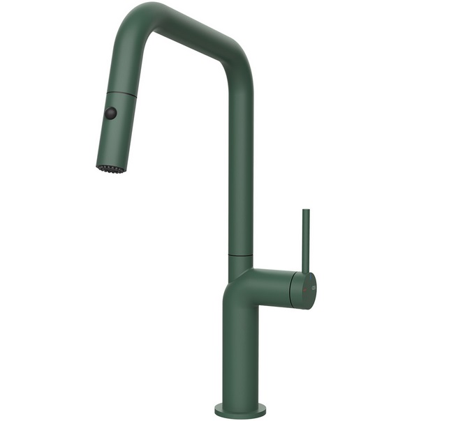 Смеситель для кухни Gessi Stelo с выдвижной лейкой однорычажный матовая агава 60307#276