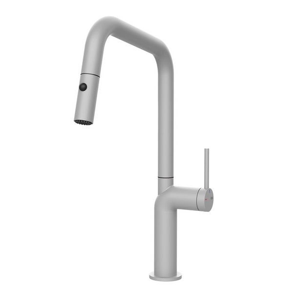 Смеситель для кухни Gessi Stelo с выдвижной лейкой однорычажный матовый белый 60307#279