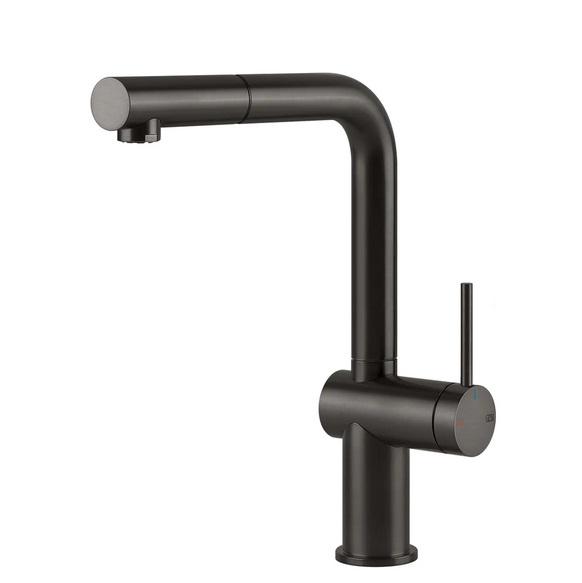Смеситель для кухни Gessi Inedito с выдвижной лейкой черный металл брашированный	60433#707