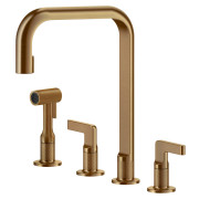 Змішувач для кухні Gessi Inciso на 4 отвори з висувною лійкою бронза брашована 58703#726