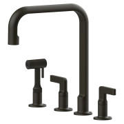 Змішувач для кухні Gessi Inciso на 4 отвори з висувною лійкою зістарена бронза 58703#187