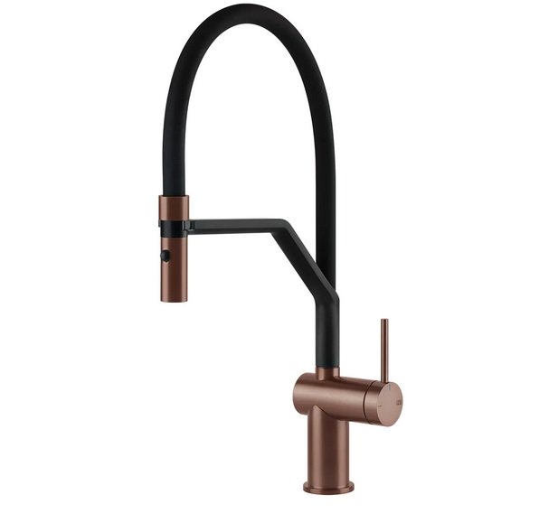 Смеситель для кухни Gessi Inedito с вытяжной лейкой медь брашированная 60429#708