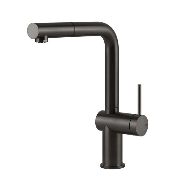 Смеситель для кухни Gessi Inedito с выдвижной лейкой черный металл брашированный	60433#707