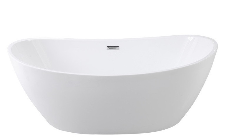 Ванна акриловая Besco Ayla 170х80 см с сифоном клик-клак хром глянцевый белый #WAS-170-A