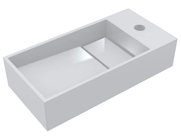 Раковина для ванной Miraggio Toni 45х22 см L литой мрамор Miramarble белый 8814207