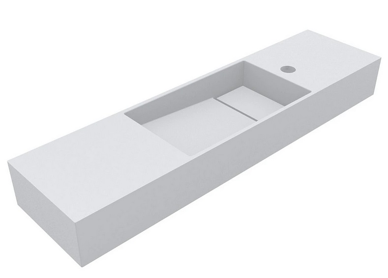 Раковина для ванной Miraggio Toni 85х22 см L литой мрамор Mirasoft Technology белый 8814206