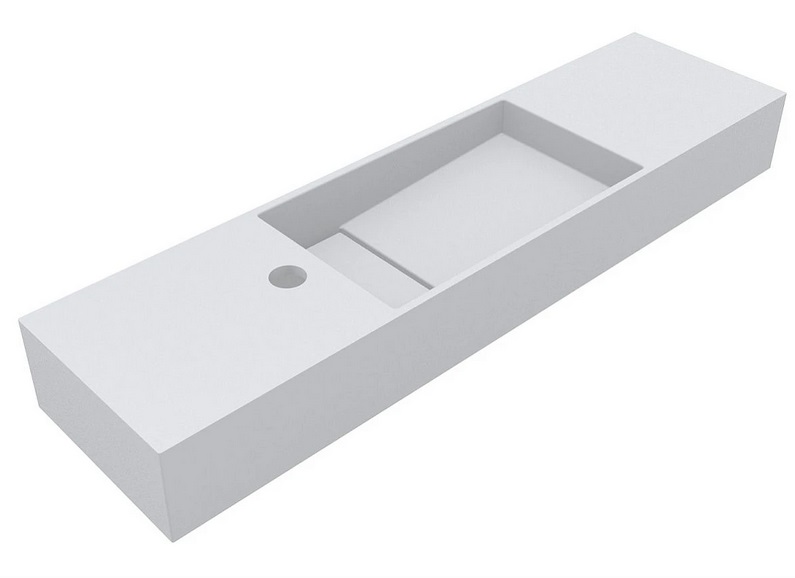 Раковина для ванной Miraggio Toni 85х22 см R литой мрамор Mirasoft Technology белый 8814195