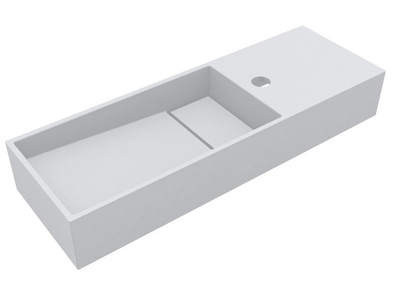 Раковина для ванной Miraggio Toni 65х22 см L литой мрамор Miramarble белый матовый 8814236
