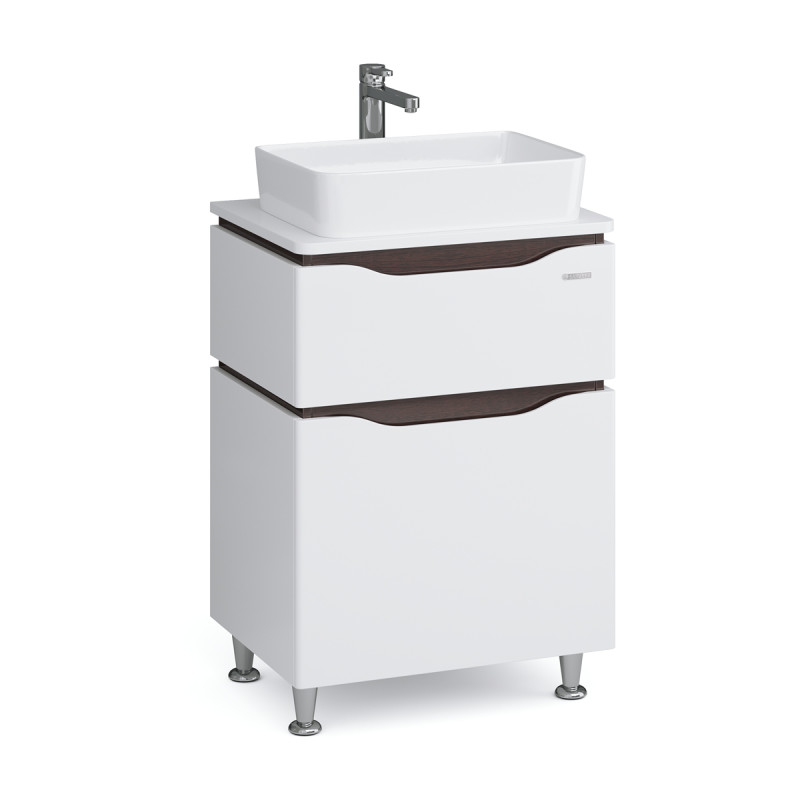 Тумба Sanwerk Alessa 60 см із раковиною Rapid МДФ білий/венге MV0000900