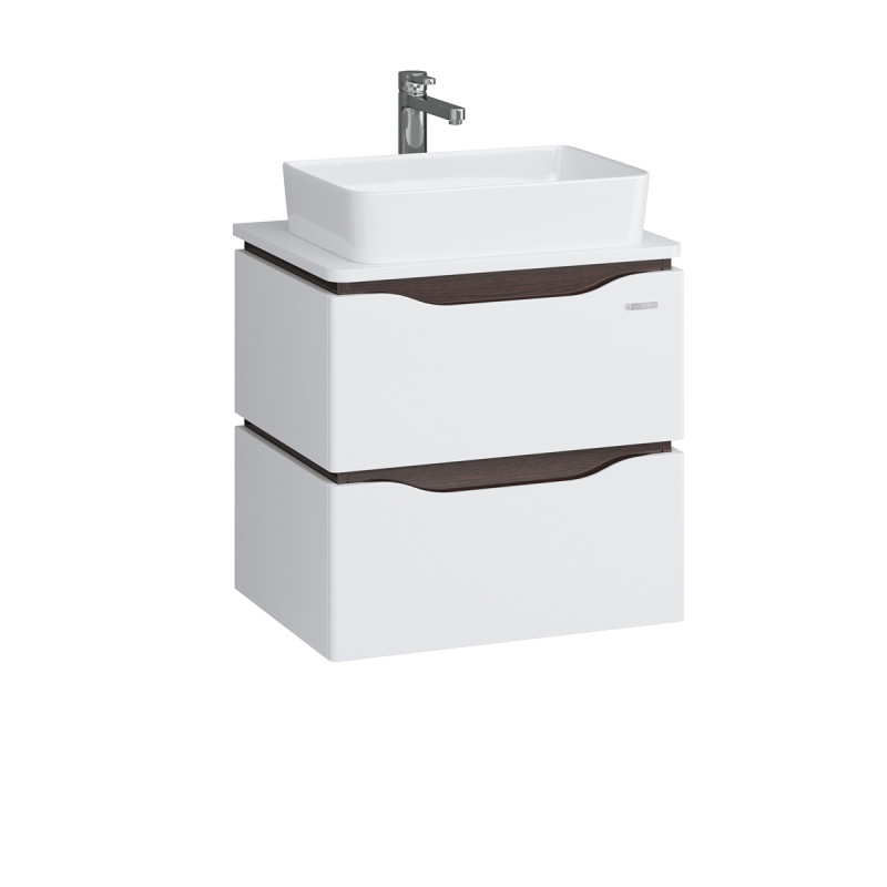 Тумба Sanwerk Alessa Air 60 см с раковиной Rapid МДФ белый/венге MV0000901