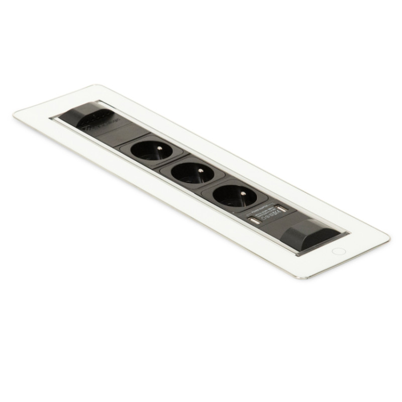 Блок розеток що обертається ASA Plastici Versaturn 3.0 3х220В+USB type А+С біле скло 060.24F.00032