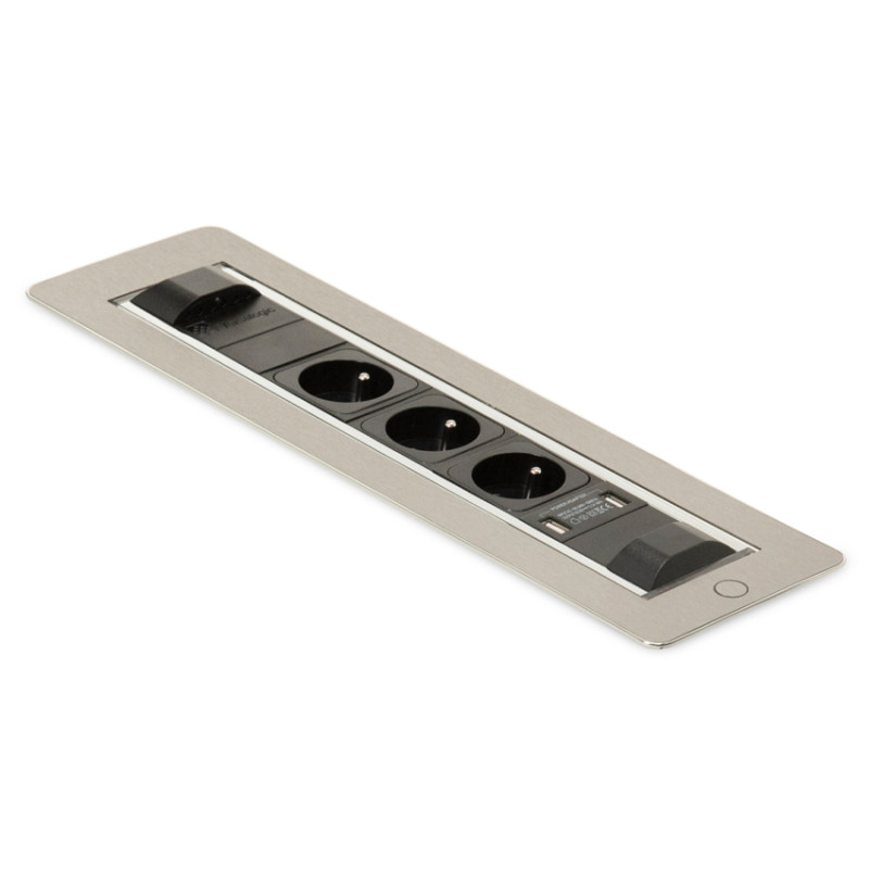 Блок розеток що обертається ASA Plastici Versaturn 3.0 3х220В+USB type А+С нержавіюча сталь 060.24F.00033