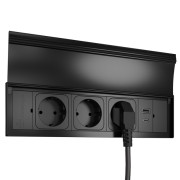 Блок розеток ASA Plastici Versalid 3х220В+USB type А+С черный 060.39F.00011