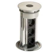 Выдвижной розеточный блок ASA Plastici VersaElite 3х220В+2xUSB type А+А хром/черный 060.05F.00008