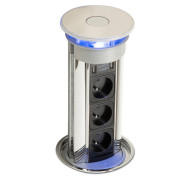 Выдвижной розеточный блок ASA Plastici VersaLux 3х220В+2xUSB type А+А хром/черный 060.13F.00002