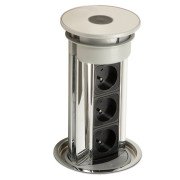 Выдвижной розеточный блок ASA Plastici VersaElite 3х220В+2xUSB type А+А хром/черный 060.05F.00008