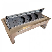 Розетковий блок ASA Plastici Versanet 3x220В +1USB 5V Type A+C нержавіюча сталь 060.31F.00031