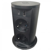 Висувний розетковий блок ASA Plastici VersaLift 2х220В + USB type А+C + бездротова зарядка чорний 060.47F.00115