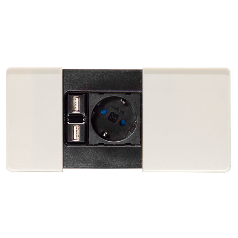 Встраиваемый модуль розеток ASA Plastici VersaPad 1x220В 2xUSB type А+А белый 060.08F.00001