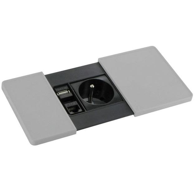 Встраиваемый модуль розеток ASA Plastici VersaPad 1x220В 2xUSB type А+А нержавеющая сталь 060.08F.00003