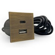 Мебельная USB-розетка ASA Plastici VersaPick USB 5V Type A+C состаренная бронза 060.29Z.00047