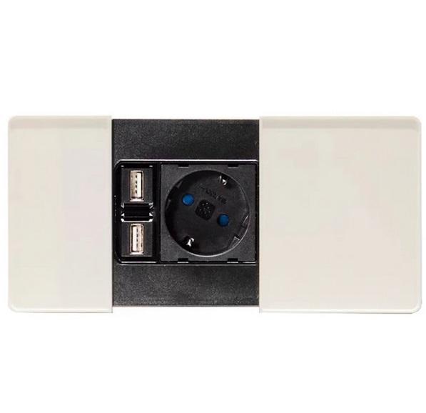 Встраиваемый модуль розеток ASA Plastici VersaPad 1x220В 2xUSB type А+C белый 060.08F.00063