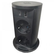 Выдвижной розеточный блок ASA Plastici VersaLift 2х220В + USB type А+C + беспроводная зарядка черный 060.47F.00115