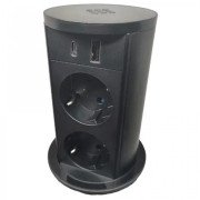 Выдвижной розеточный блок ASA Plastici VersaLift 2х220В + USB type А+C + беспроводная зарядка черный 060.47F.00115