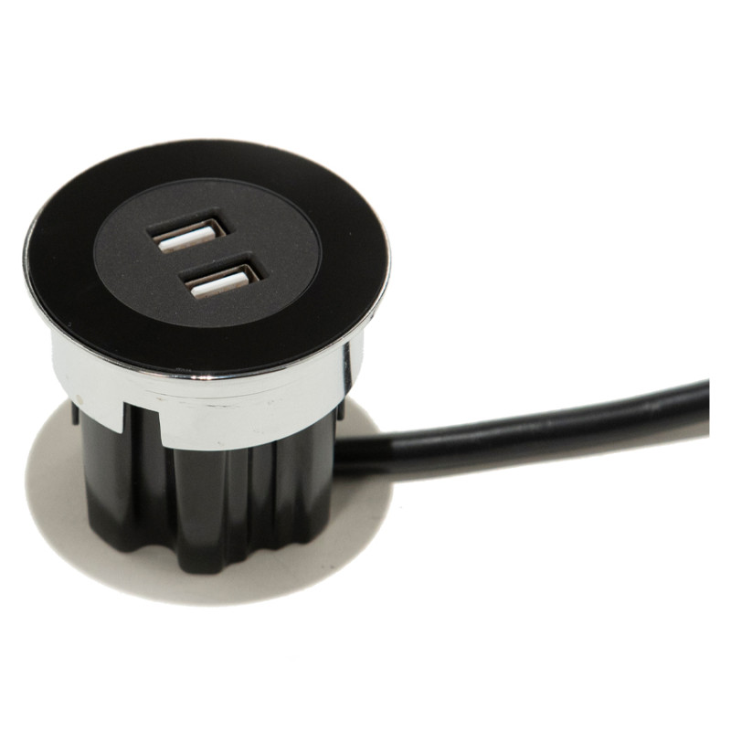 Меблева розетка USB ASA Plastici VersaDot USB 5V Type A+A чорний 060.30Y.00006