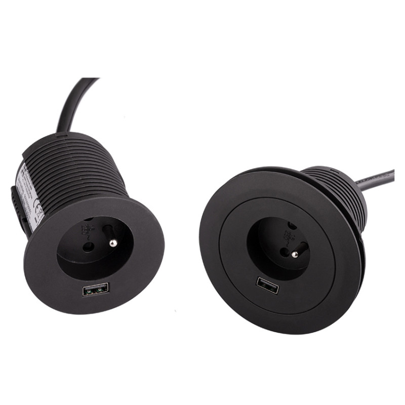 Мебельная розетка ASA Plastici Versatag 1х220В + USB type А черный 060.36F.00001