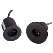 Меблева розетка ASA Plastici Versatag 1х220В USB type А чорний 060.36F.00001