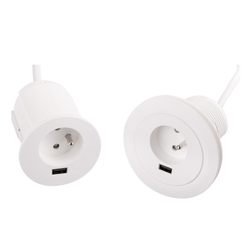 Мебельная розетка ASA Plastici Versatag 1х220В + USB type А белый 060.36F.00002