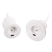 Мебельная розетка ASA Plastici Versatag 1х220В + USB type А белый 060.36F.00002