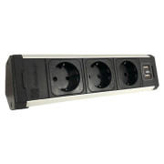 Розеточный блок ASA Plastici VersaDesk 3х220В + USB Type A+A алюминий 060.23F.00131
