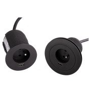 Мебельная розетка ASA Plastici Versatag 1х220В + USB type А черный 060.36F.00001