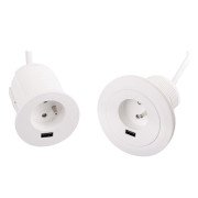 Мебельная розетка ASA Plastici Versatag 1х220В + USB type А белый 060.36F.00002