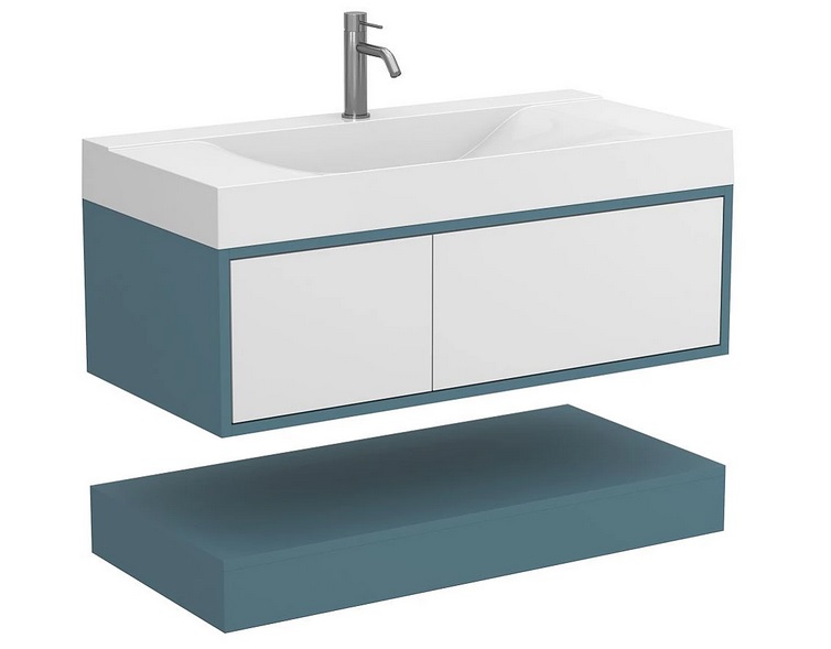 Тумба Miraggio Duo з раковиною Fly 1000 МДФ білий/камінь зелений 8814962