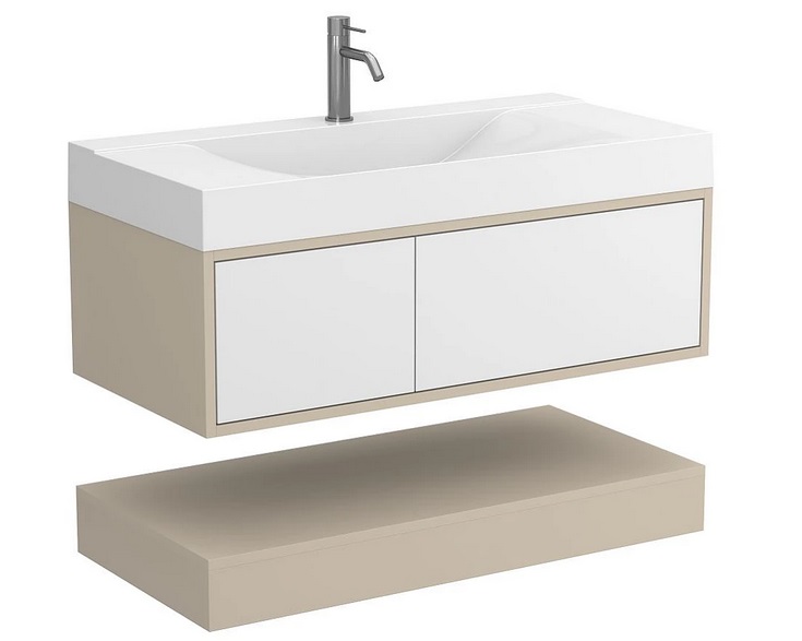 Тумба Miraggio Duo з раковиною Fly 1000 МДФ білий/кашемір 8814977