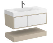 Тумба Miraggio Duo с раковиной Fly 1000 МДФ белый/кашемир 8814977