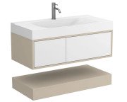 Тумба Miraggio Duo с раковиной Fly 1000 МДФ белый/кашемир 8814977
